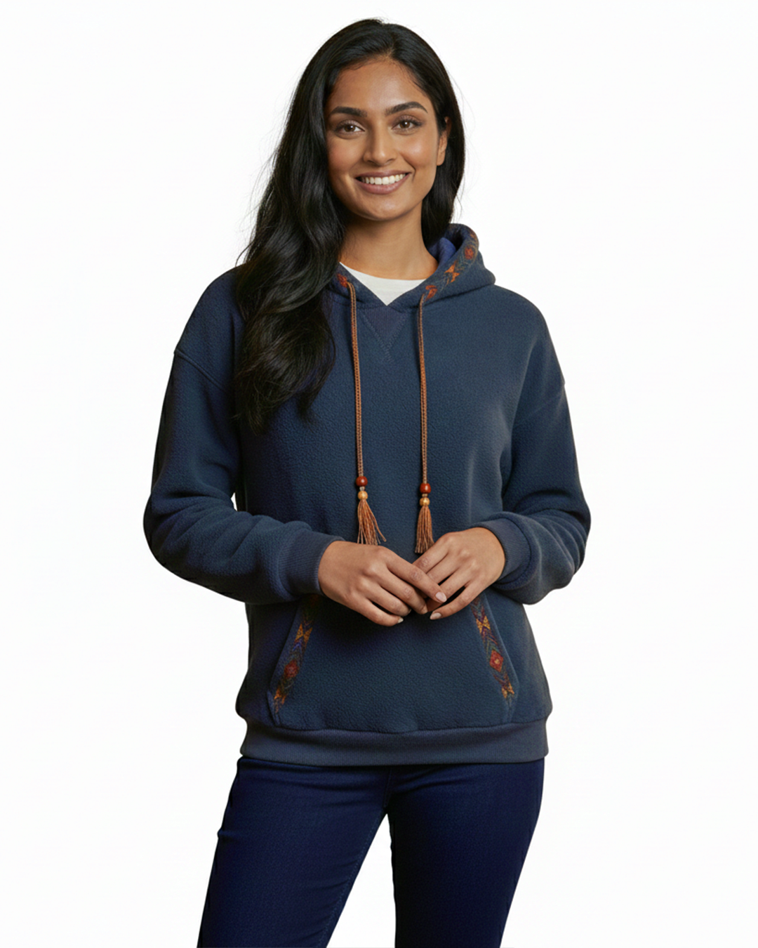 Chic Geometric Embroidered Hoodie