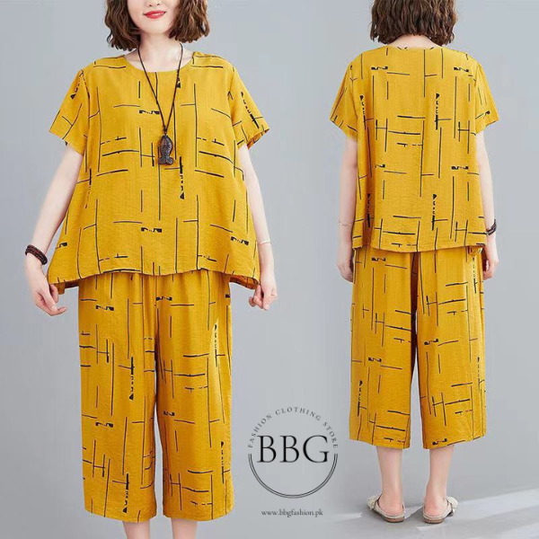 Black Printed Capri PJ Set