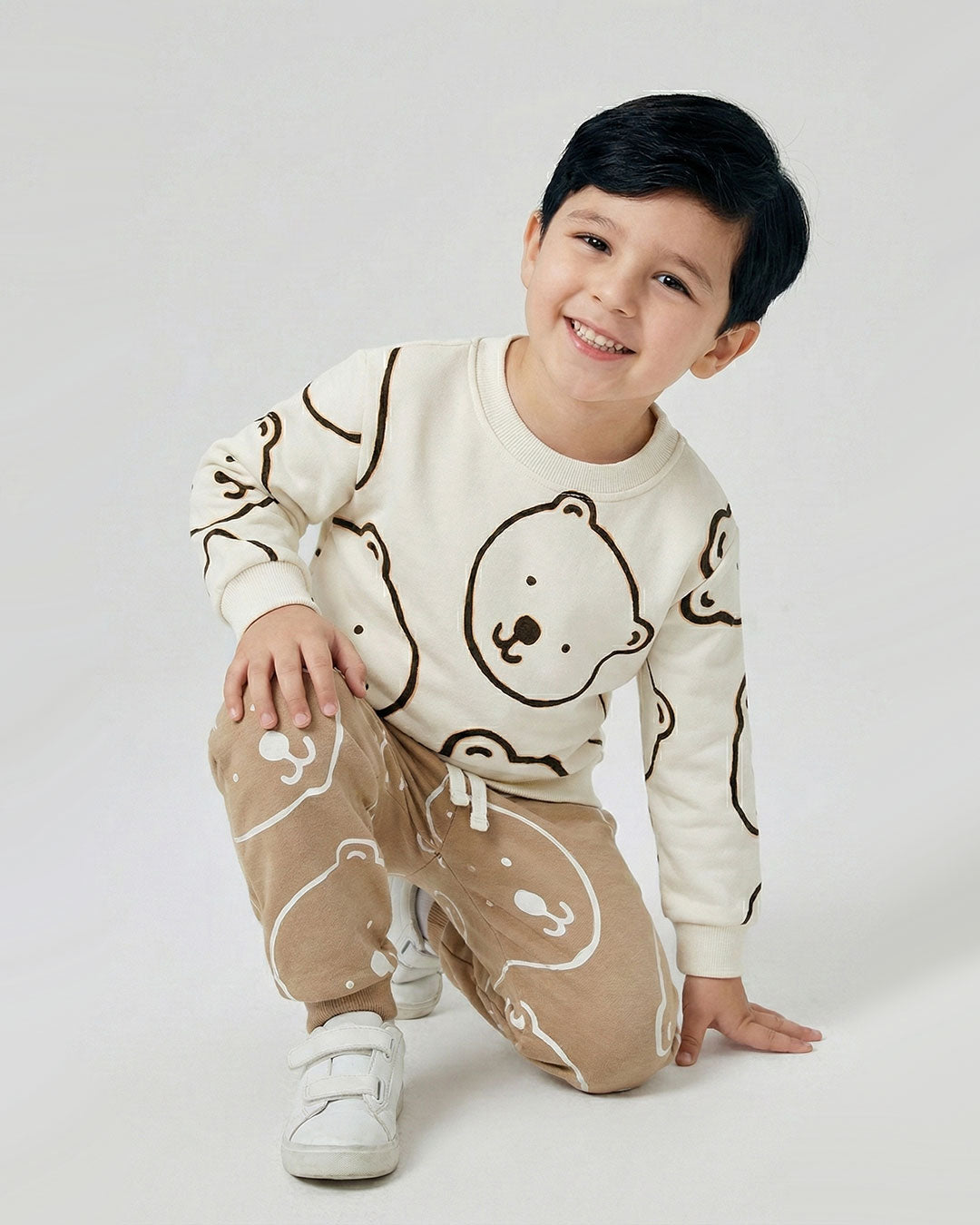 Kids Bear Print Sweatshirt & Jogger Set