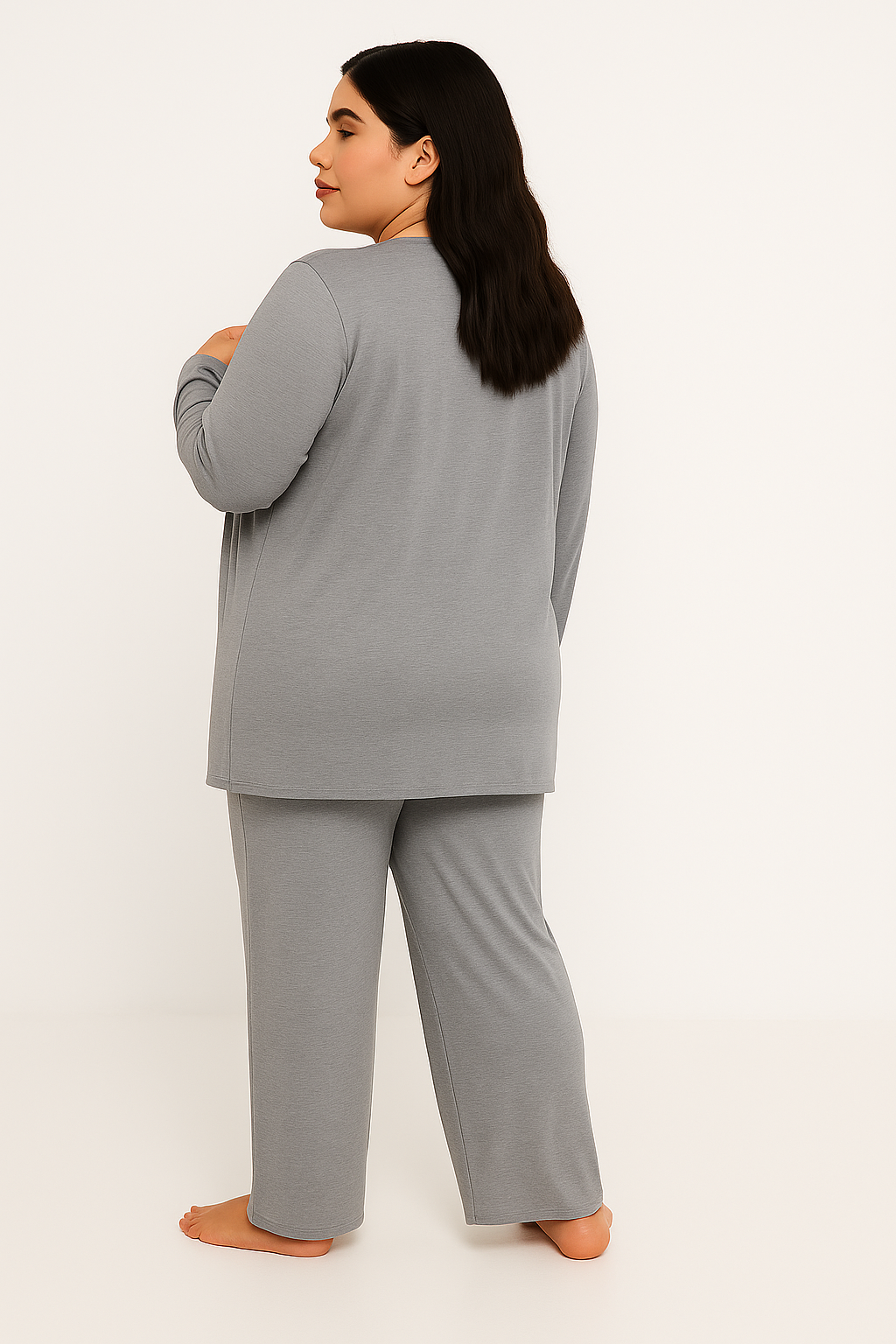 Women’s 3 Piece Nightwear Lounge Set with Never Giveup Print | Plus Size Loungewear