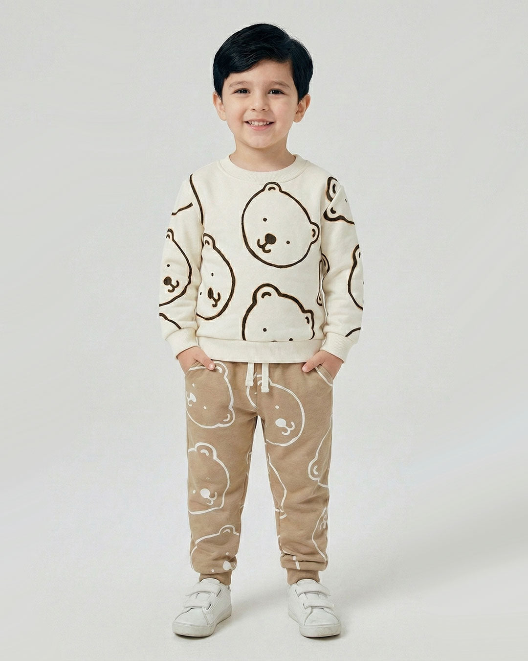 Kids Bear Print Sweatshirt & Jogger Set