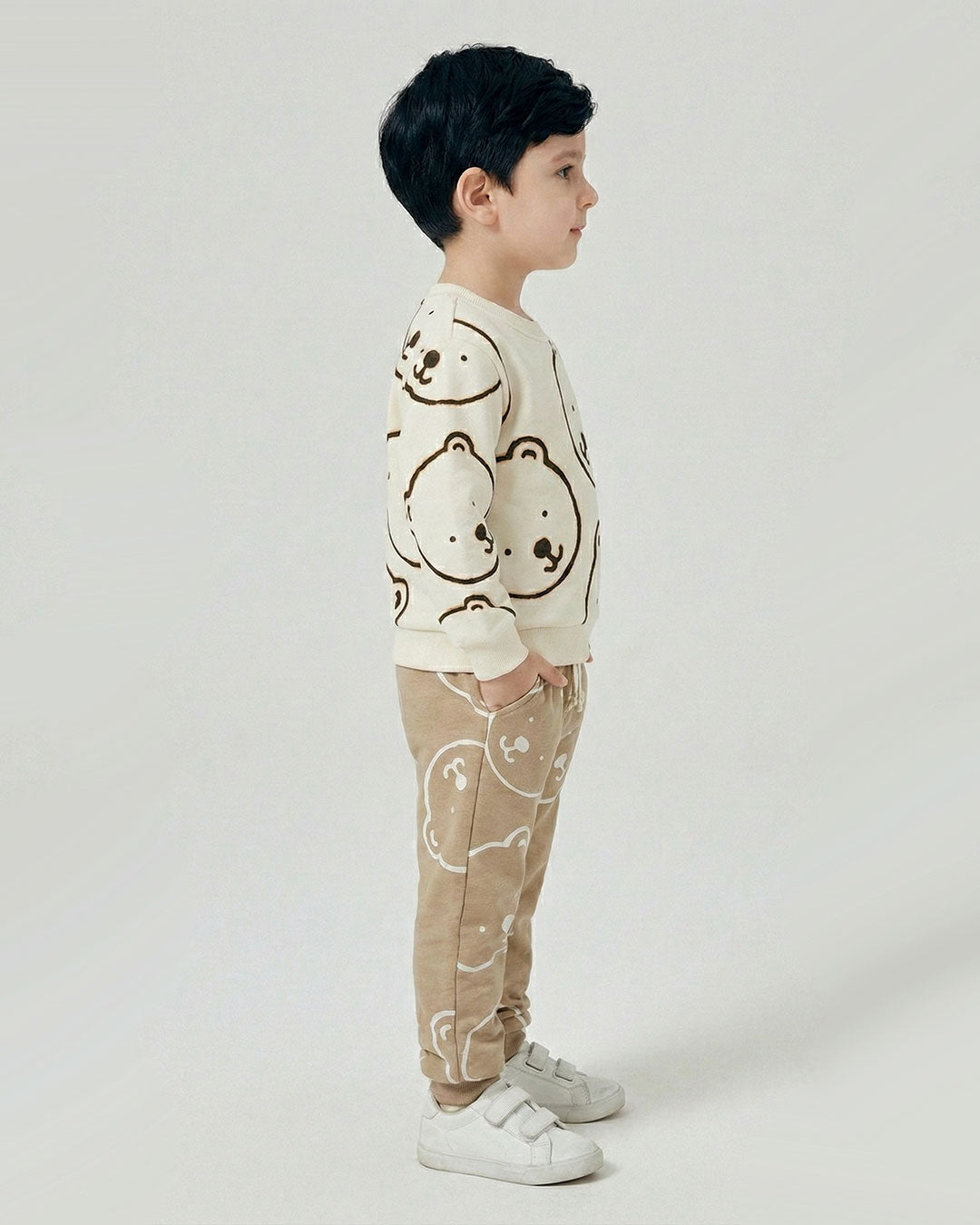 Kids Bear Print Sweatshirt & Jogger Set