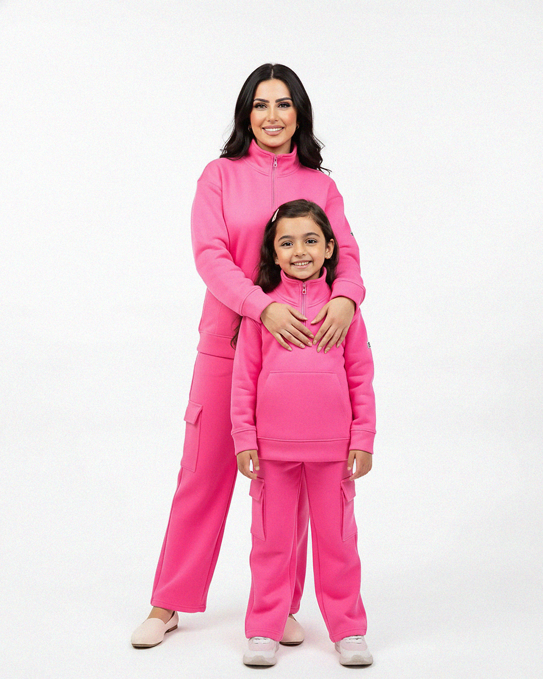 Mom & Me Pink Half-Zip Fleece Tracksuit