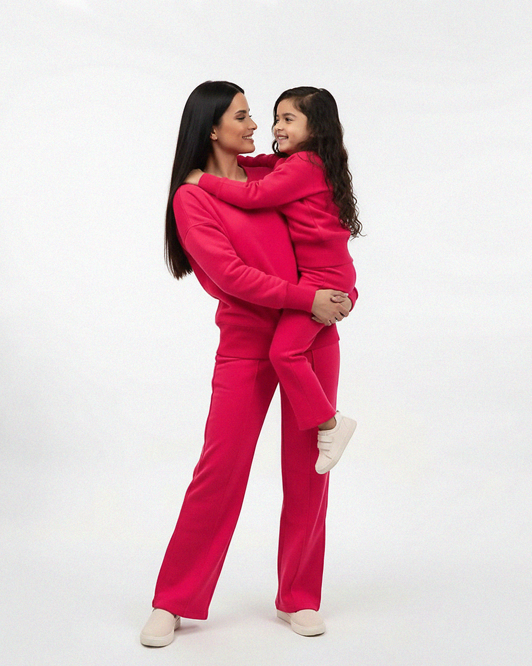 Mom & Me Vibrant Pink Sweatshirt Set