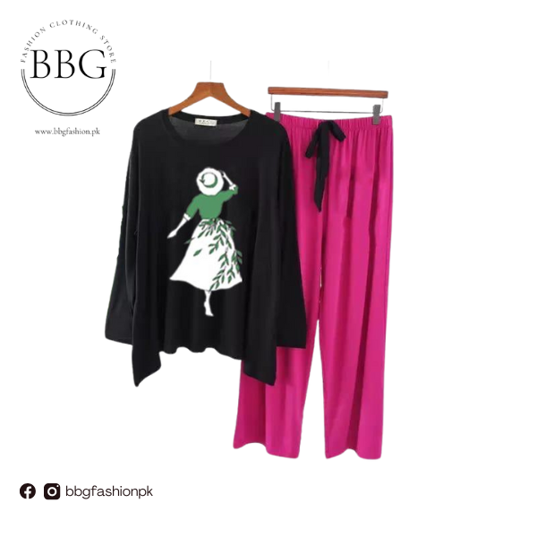 Black Spring Lady Printed Loungewear