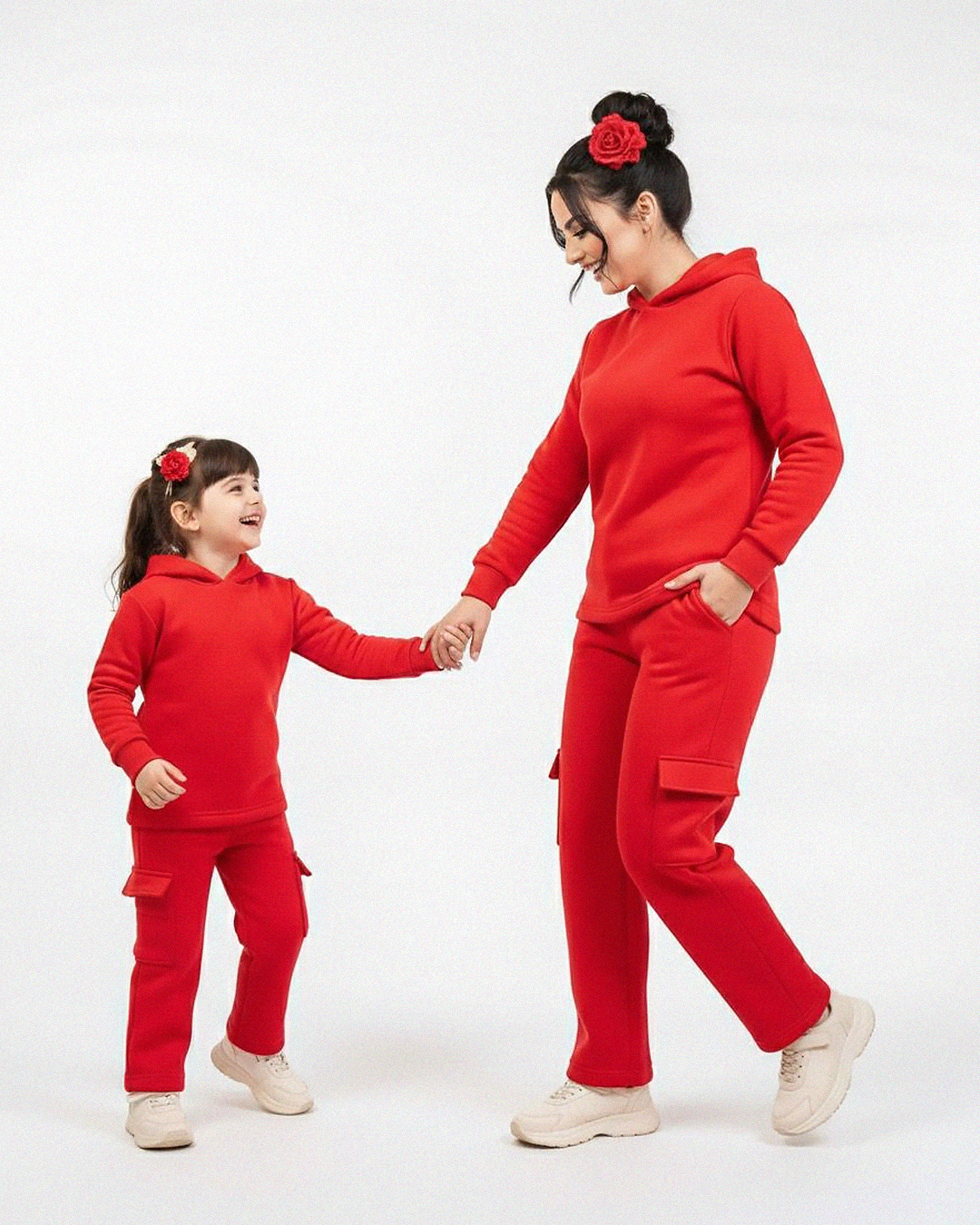 Mom & Me Red Winter Fleece Tracksuit
