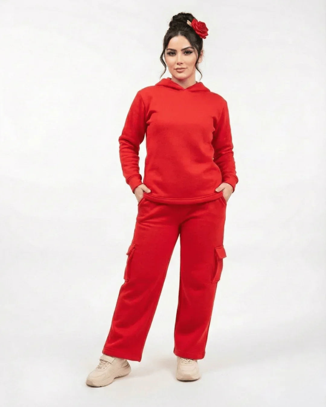 Women’s Red Winter Fleece Tracksuit