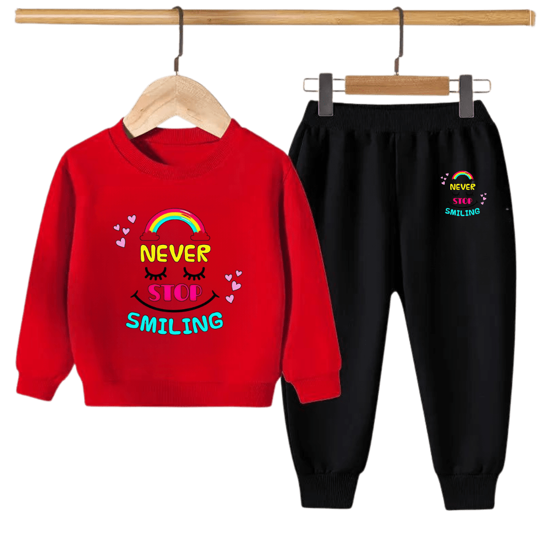 Never Stop Smiling Kids Sweatshirt & Jogger Set – for Boys & Girls
