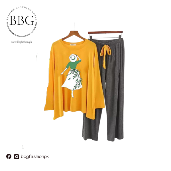 Yellow Spring Lady Printed Loungewear