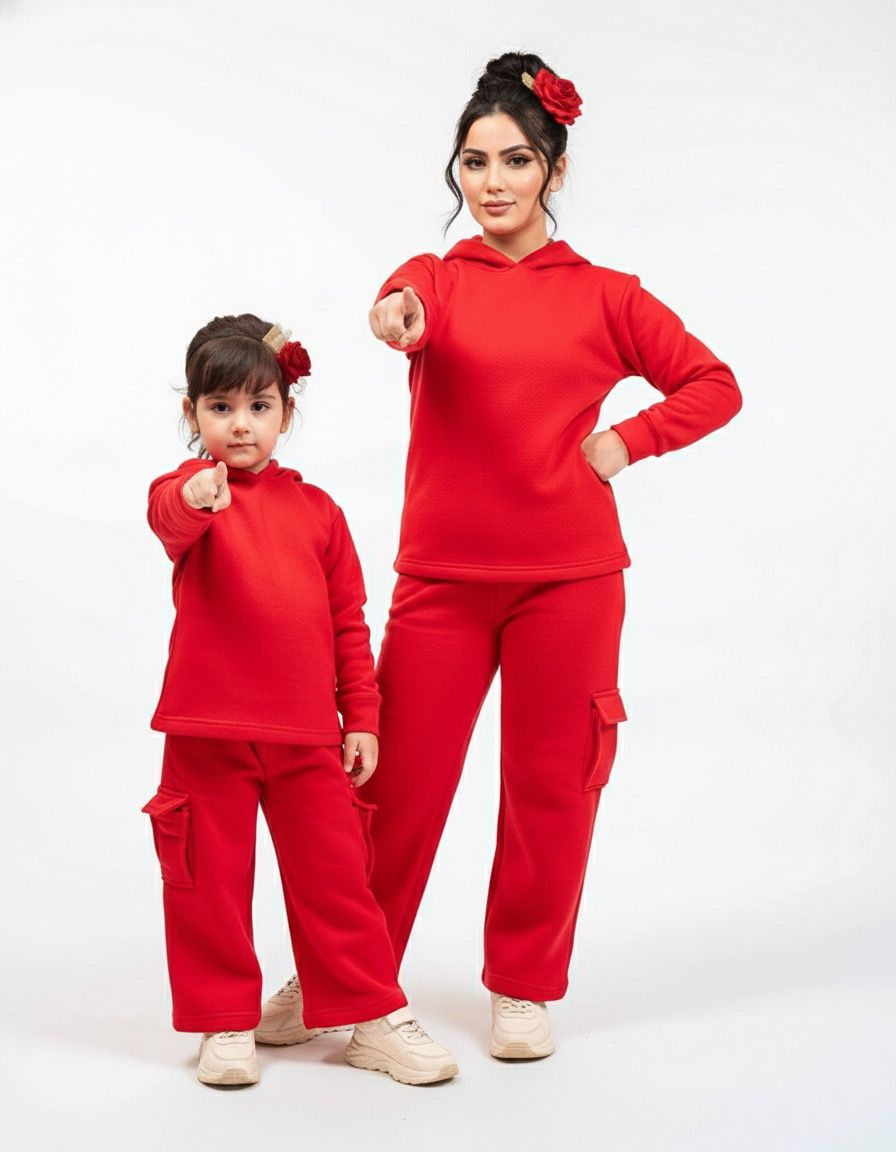Mom & Me Red Winter Fleece Tracksuit