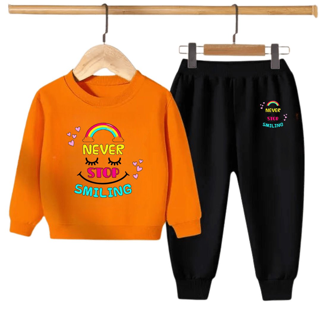 Never Stop Smiling Kids Sweatshirt & Jogger Set – for Boys & Girls