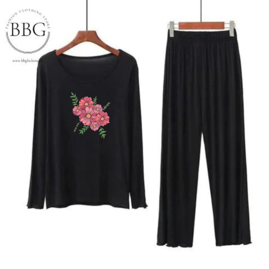 Black Flower Design Women Loungewear ARTICLE #52