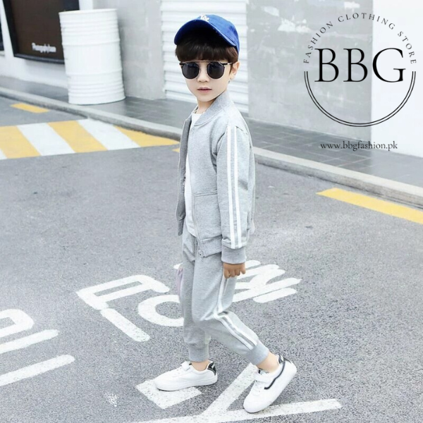 Grey Stripe Kids Tracksuit