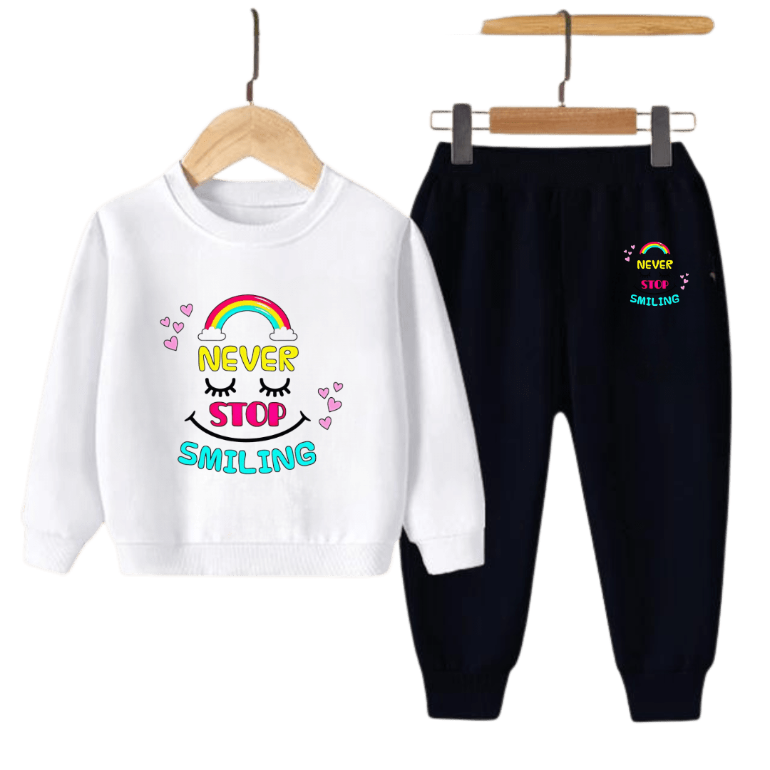 Never Stop Smiling Kids Sweatshirt & Jogger Set – for Boys & Girls