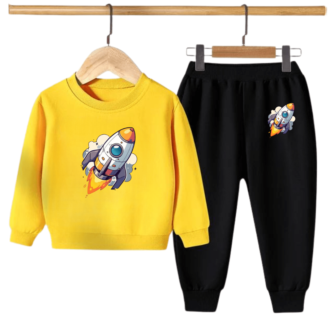 Rocket Print Kids Sweatshirt & Jogger Set –for Boys & Girls