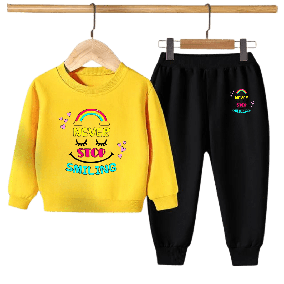 Never Stop Smiling Kids Sweatshirt & Jogger Set – for Boys & Girls