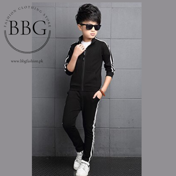 Black Stripe Kids Tracksuit