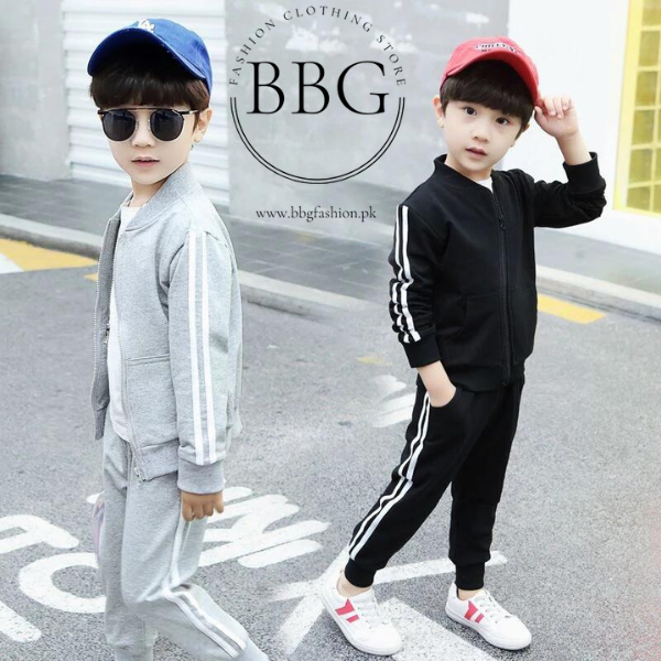 Grey Stripe Kids Tracksuit