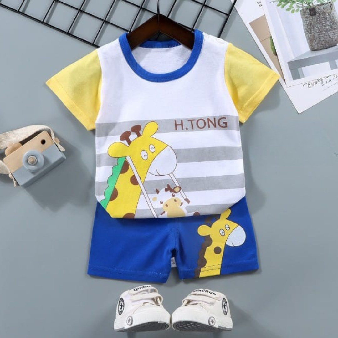 Adorable Giraffe Print Toddler Outfit – 2-Piece Summer Set