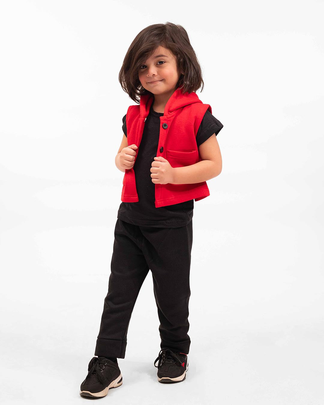Kids Trendy Hoodie Vest | Red