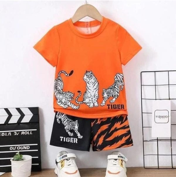 Kids’ Tiger Print Summer Outfit – T-Shirt & Shorts Set