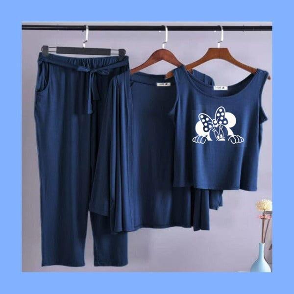 Minnie Mice Women Night Suit PJ 3 Pieces Set