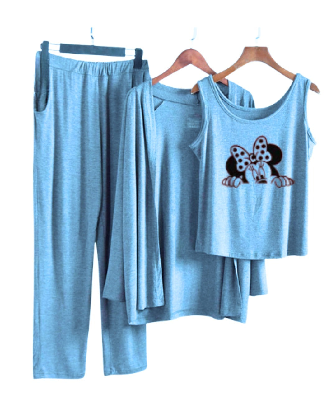 Minnie Mice Women Night Suit PJ 3 Pieces Set