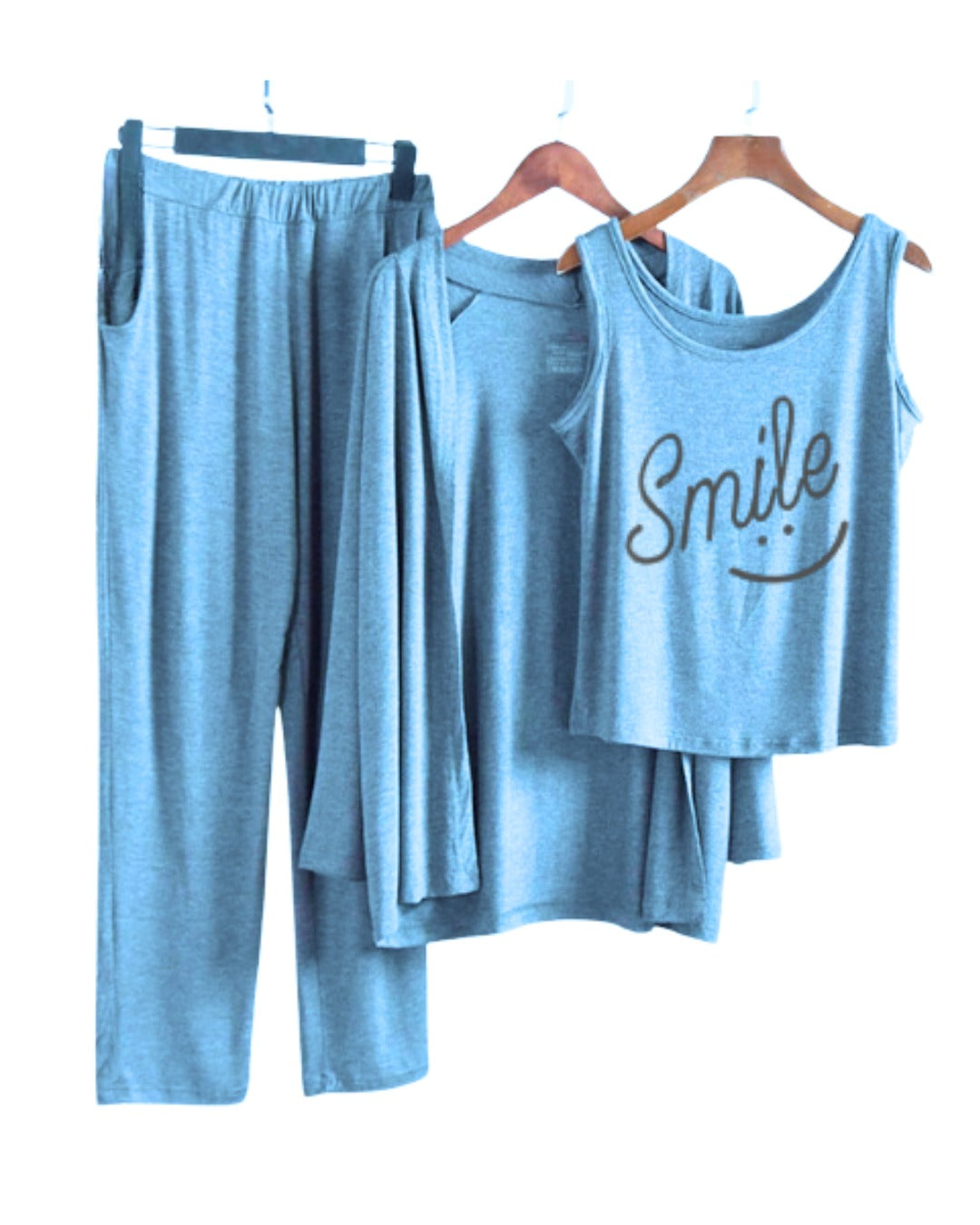 Smiley Women Night Suit PJ 3 Pieces Set