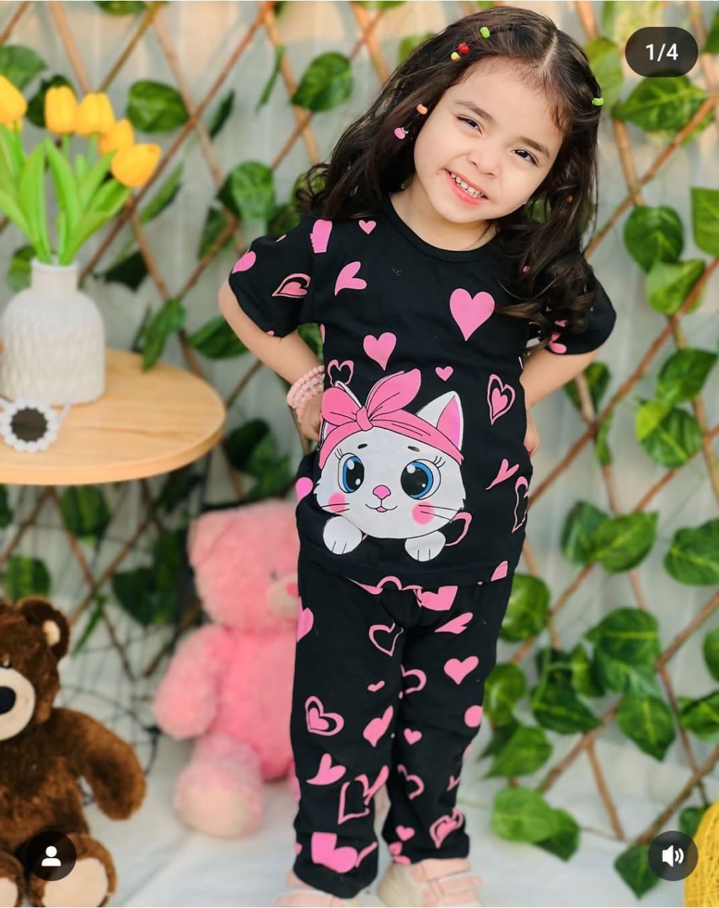 Trendy Kids' Kitty T-Shirt & Pajama Set