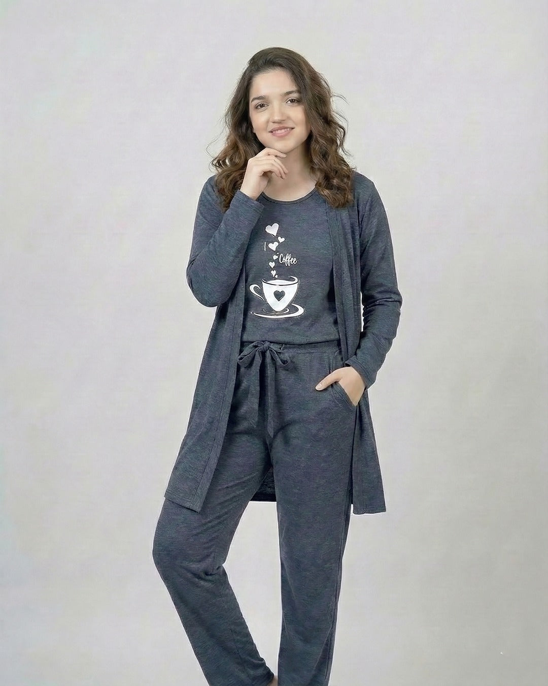 I love Coffee Women Night Suit PJ 3 Pieces Set