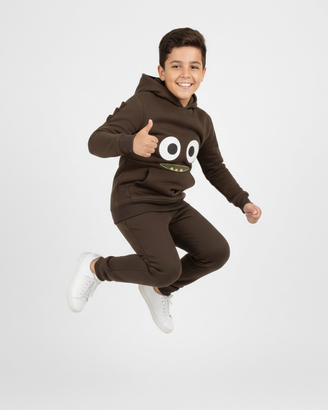 Kids Brown Monster Fleece Hoodie & Jogger Set