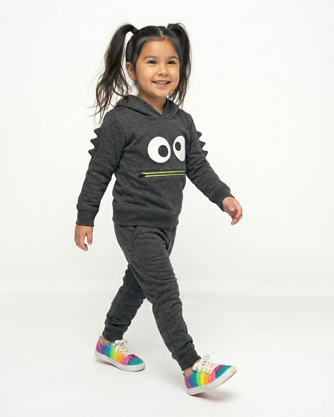 Kids Googly-Eyes Monster Fleece Hoodie & Jogger Set