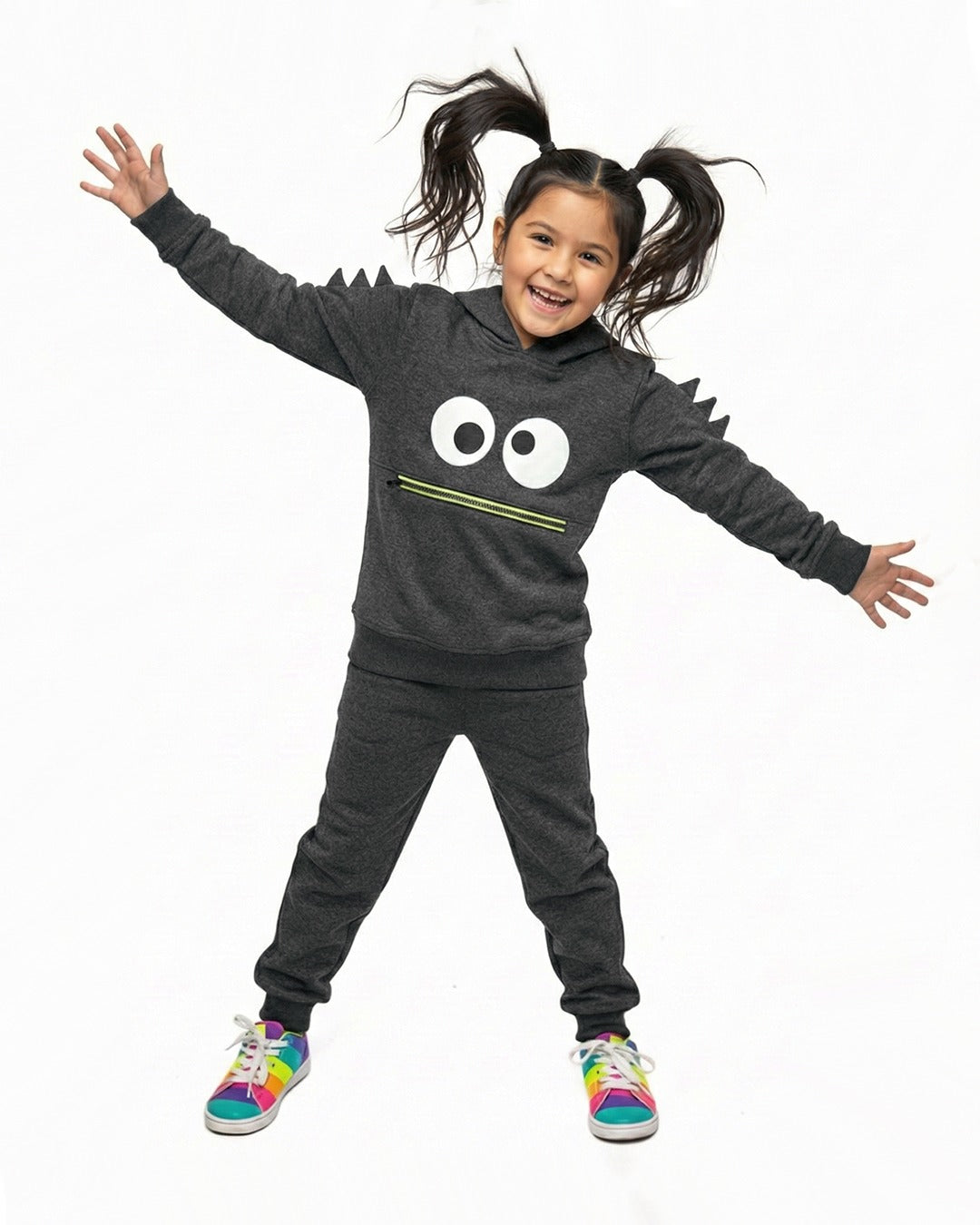 Kids Googly-Eyes Monster Fleece Hoodie & Jogger Set