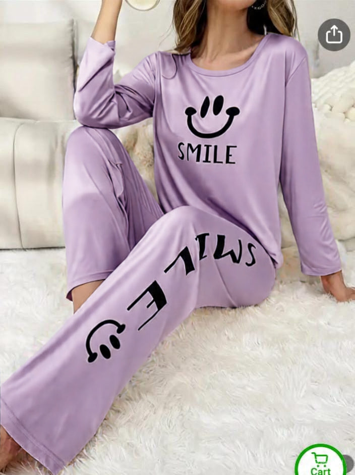 Smile Printed Pajama Set