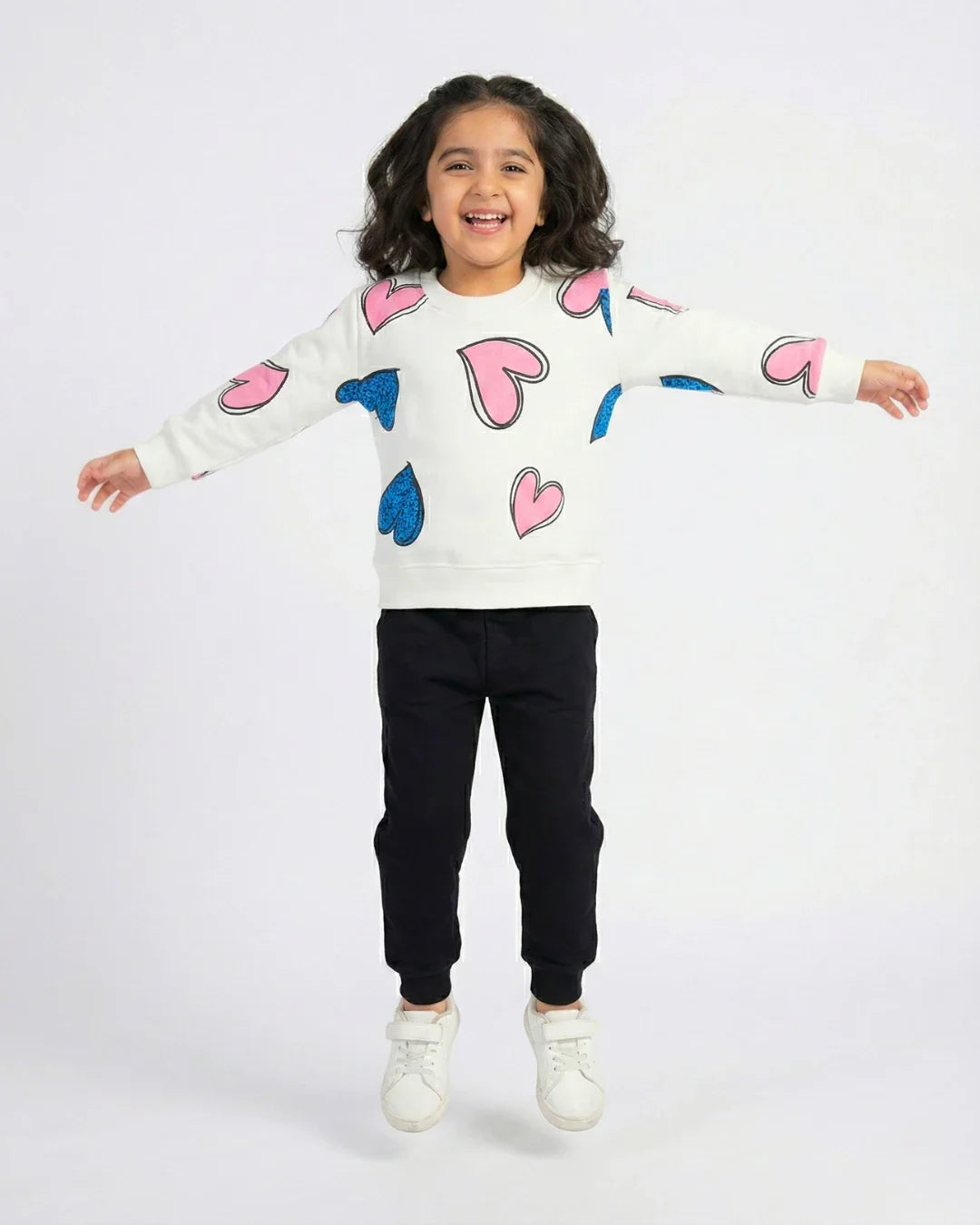 Playful Hearts Co-ord Set – Girls Winter Fleece Outfit