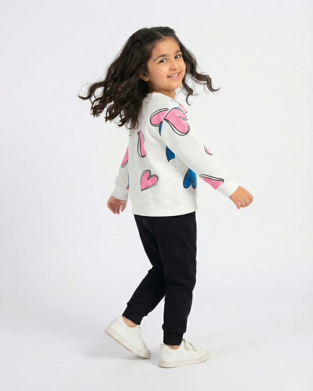 Playful Hearts Co-ord Set – Girls Winter Fleece Outfit