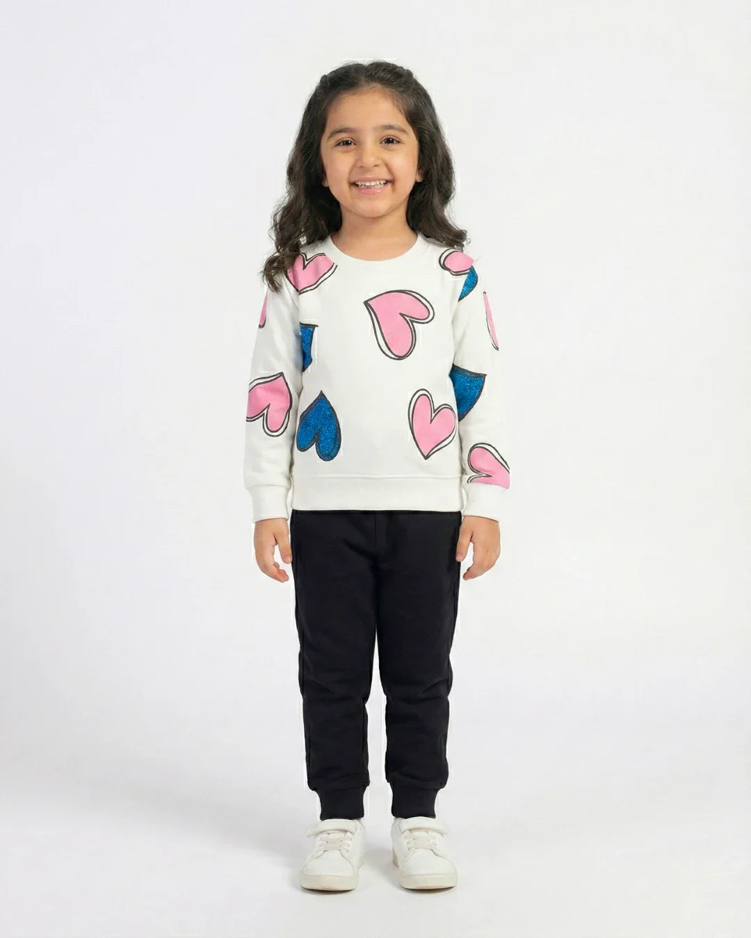 Playful Hearts Co-ord Set – Girls Winter Fleece Outfit