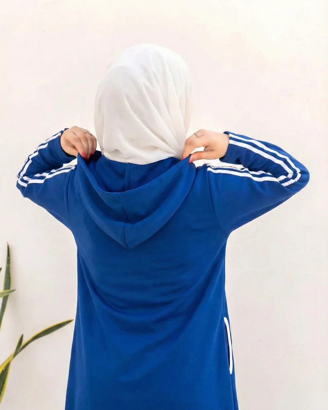 Women Hooded Zip-Up Fleece Abaya | Royal Blue