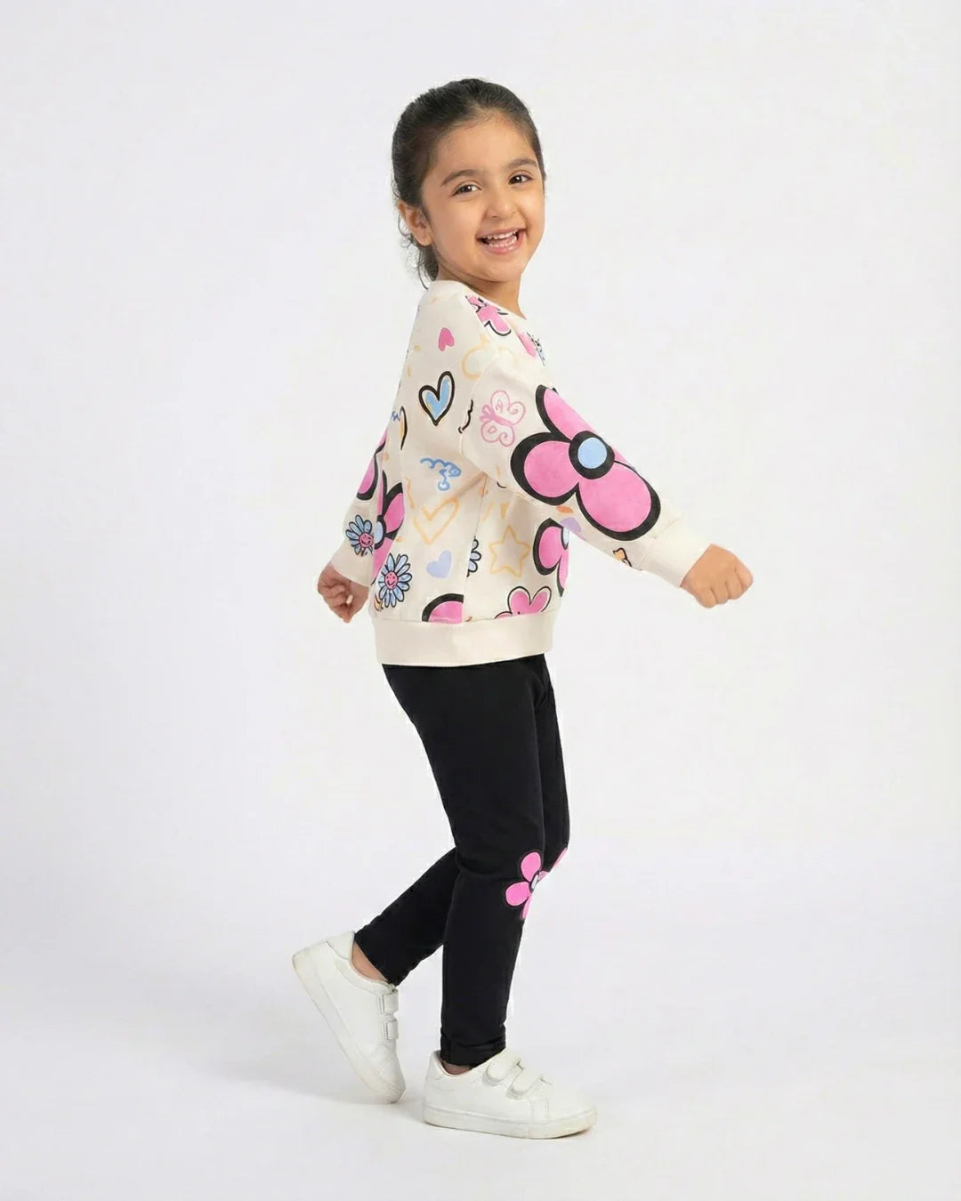 Happy Flowers Winter Fleece Set for Girls