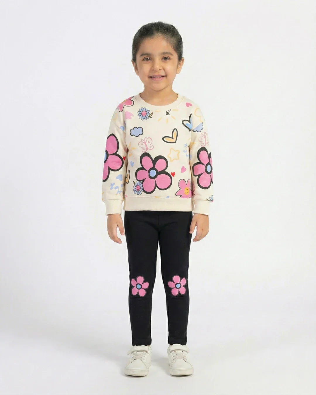 Happy Flowers Winter Fleece Set for Girls
