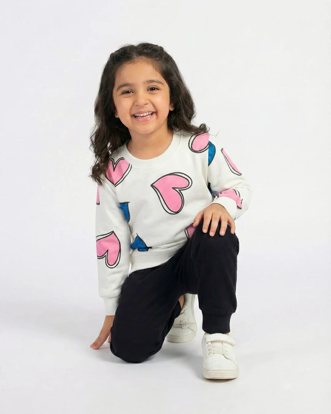Playful Hearts Co-ord Set – Girls Winter Fleece Outfit