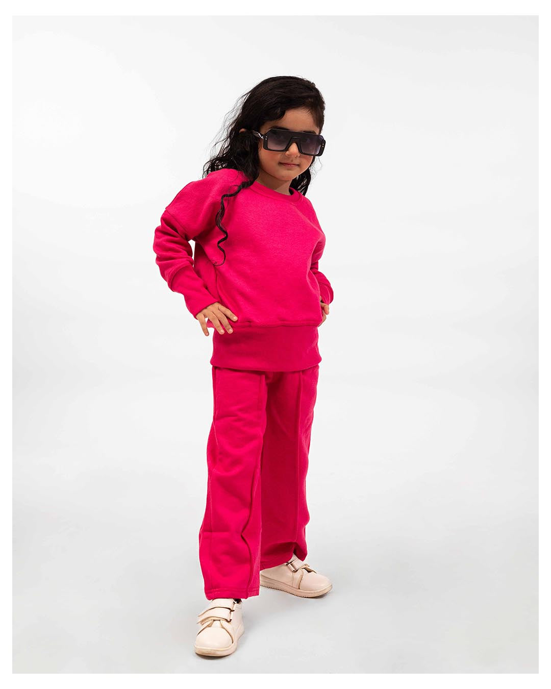 Girls Luxe Fleece Winter Co-Ord Set – Hot Pink