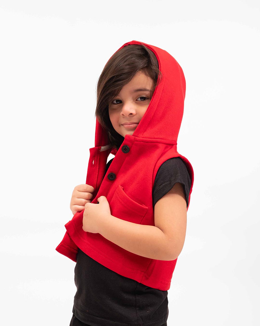 Kids Trendy Hoodie Vest | Red