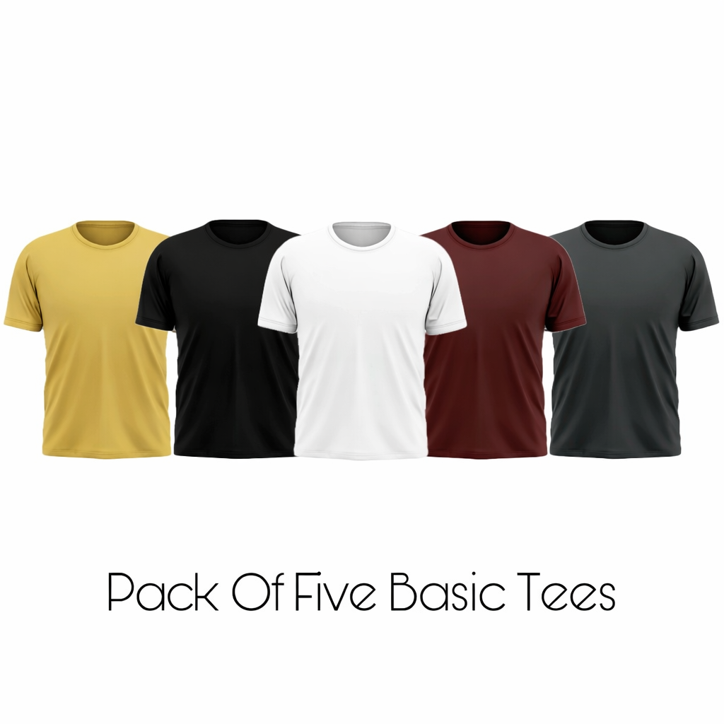 Pack of 5 Plain Basic T-shirts