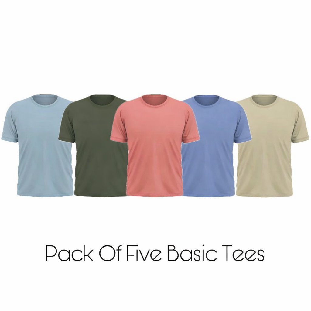 Pack of 5 Plain Basic T-shirts