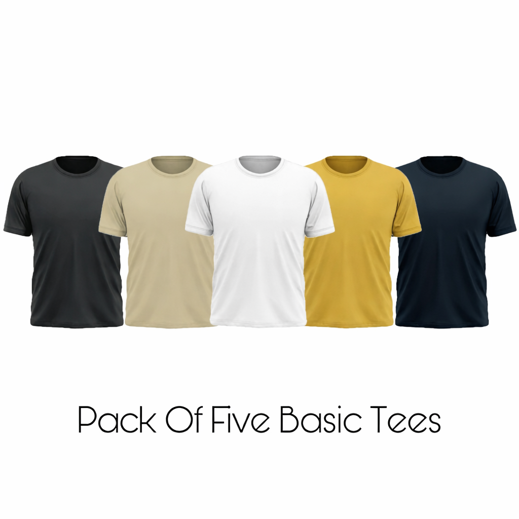 Pack of 5 Plain Basic T-shirts