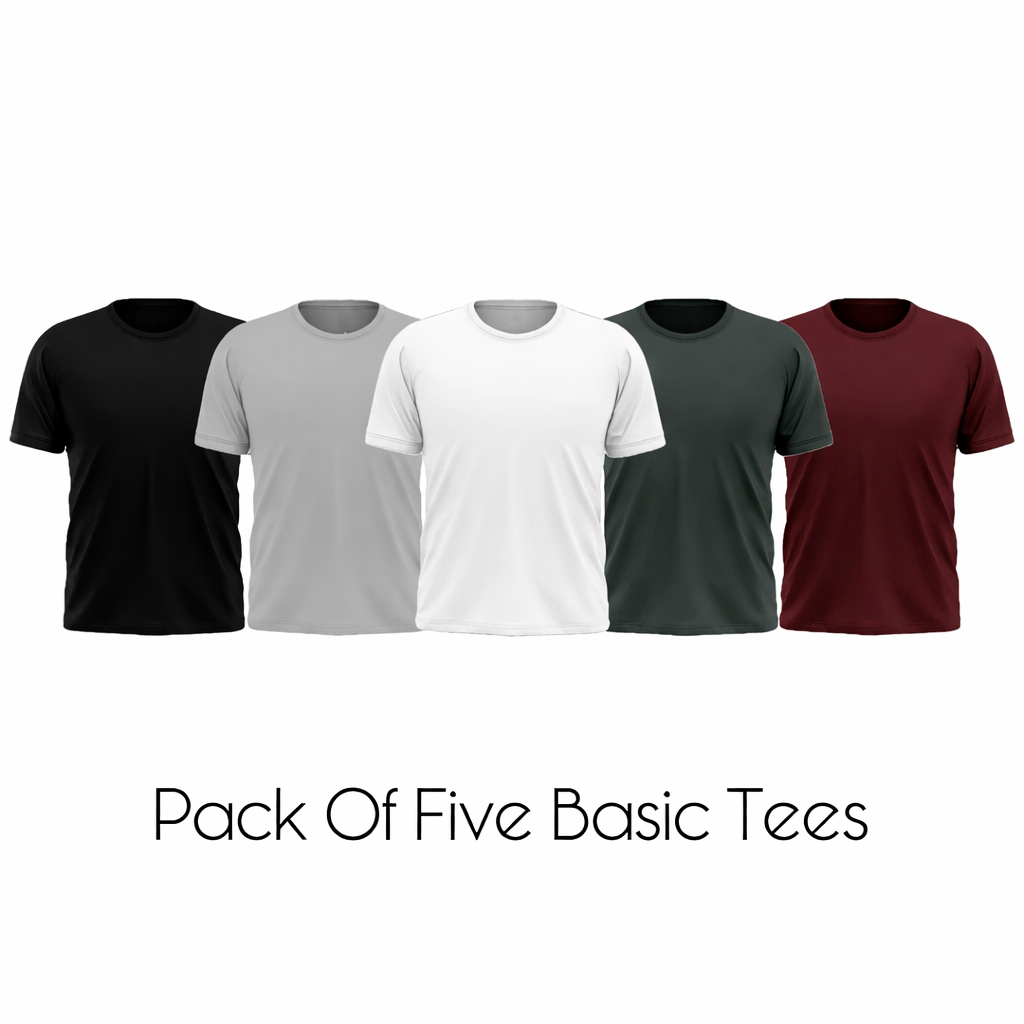 Pack of 5 Plain Basic T-shirts