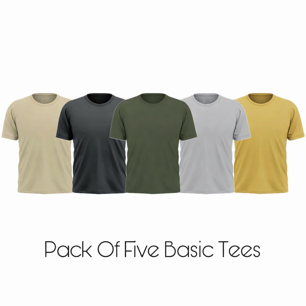 Pack of 5 Plain Basic T-shirts